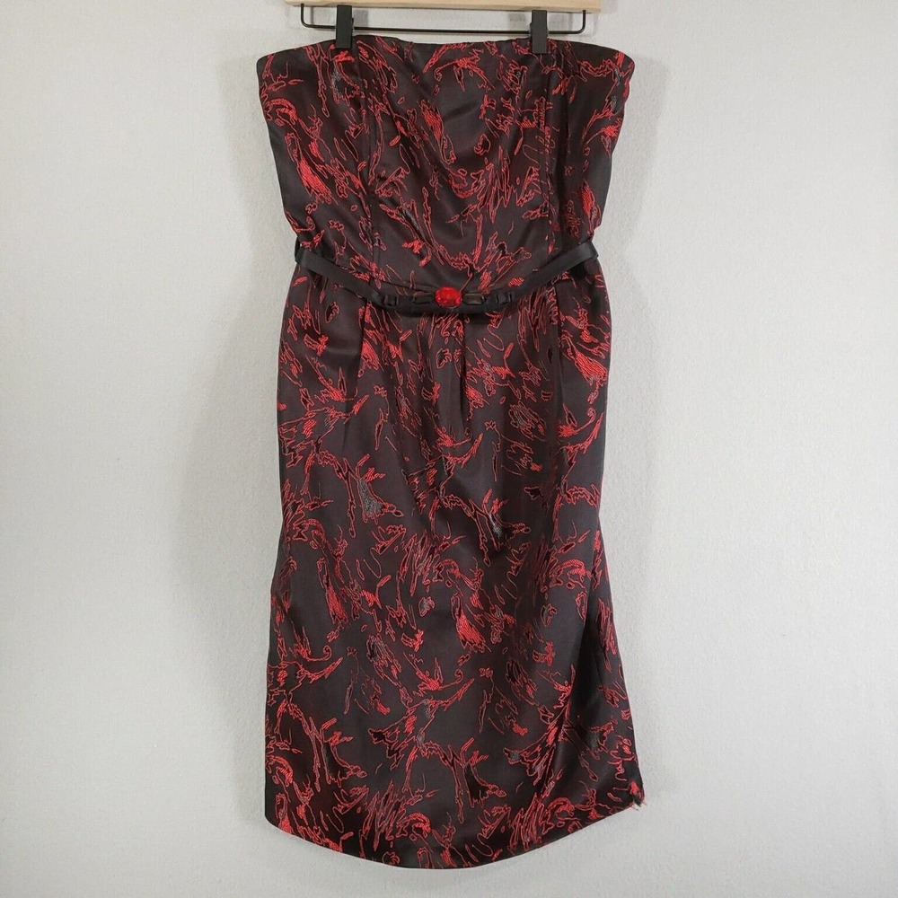Newport News Dress Womens 12 Black Strapless Sheath Knee Length